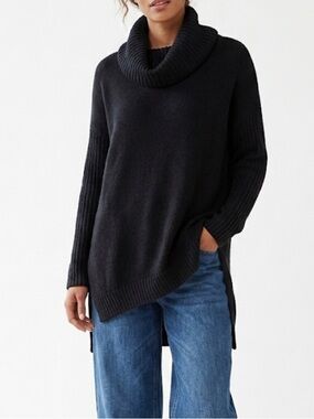 Ugg Black Turtleneck Tunic Sweater Size Large Cowl Neck